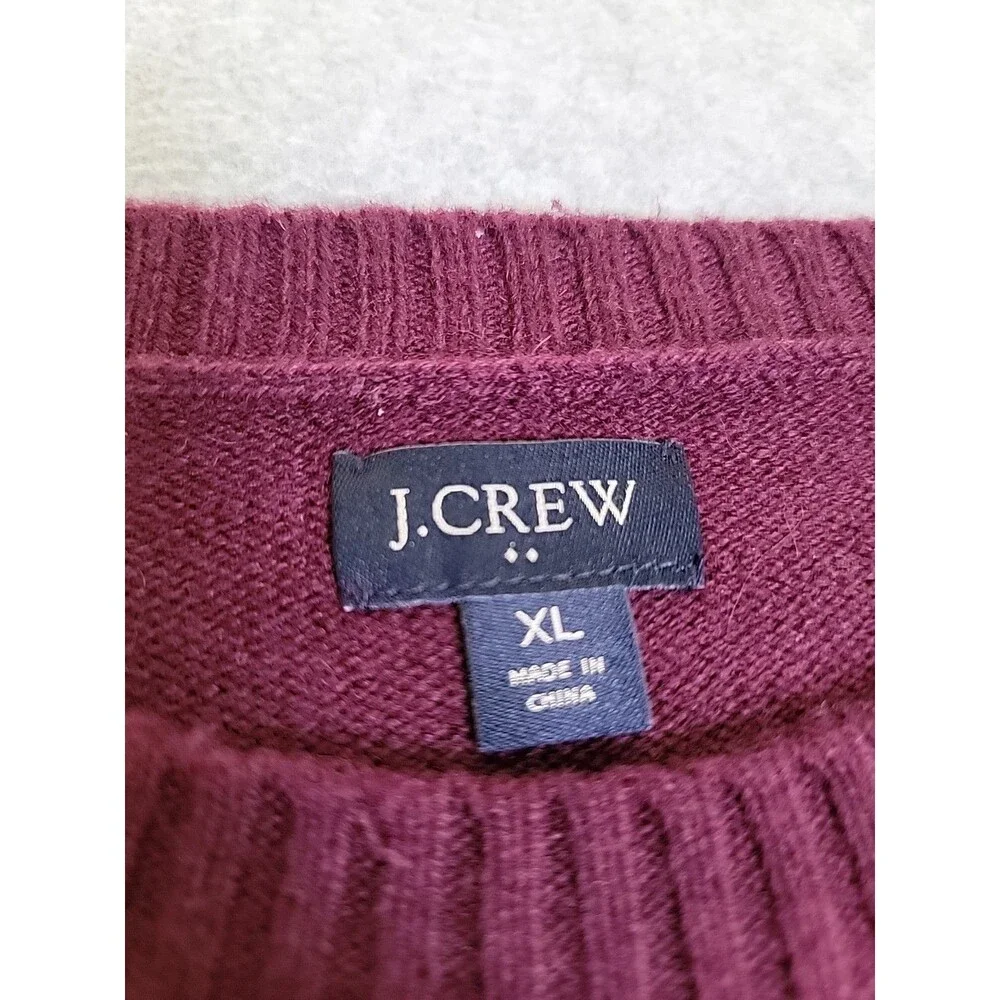 J Crew‎ Sweater Mens XL Pullover Red Lambswool Crew Knit Preppy Eclectic Grandpa